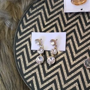 Gold Trinity Stone Cubic Zirconia Dangle Earrings